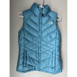The North Face Puffy Best 550 Down Teal Aqua Green Puffer TNF Quilted Outdoors S